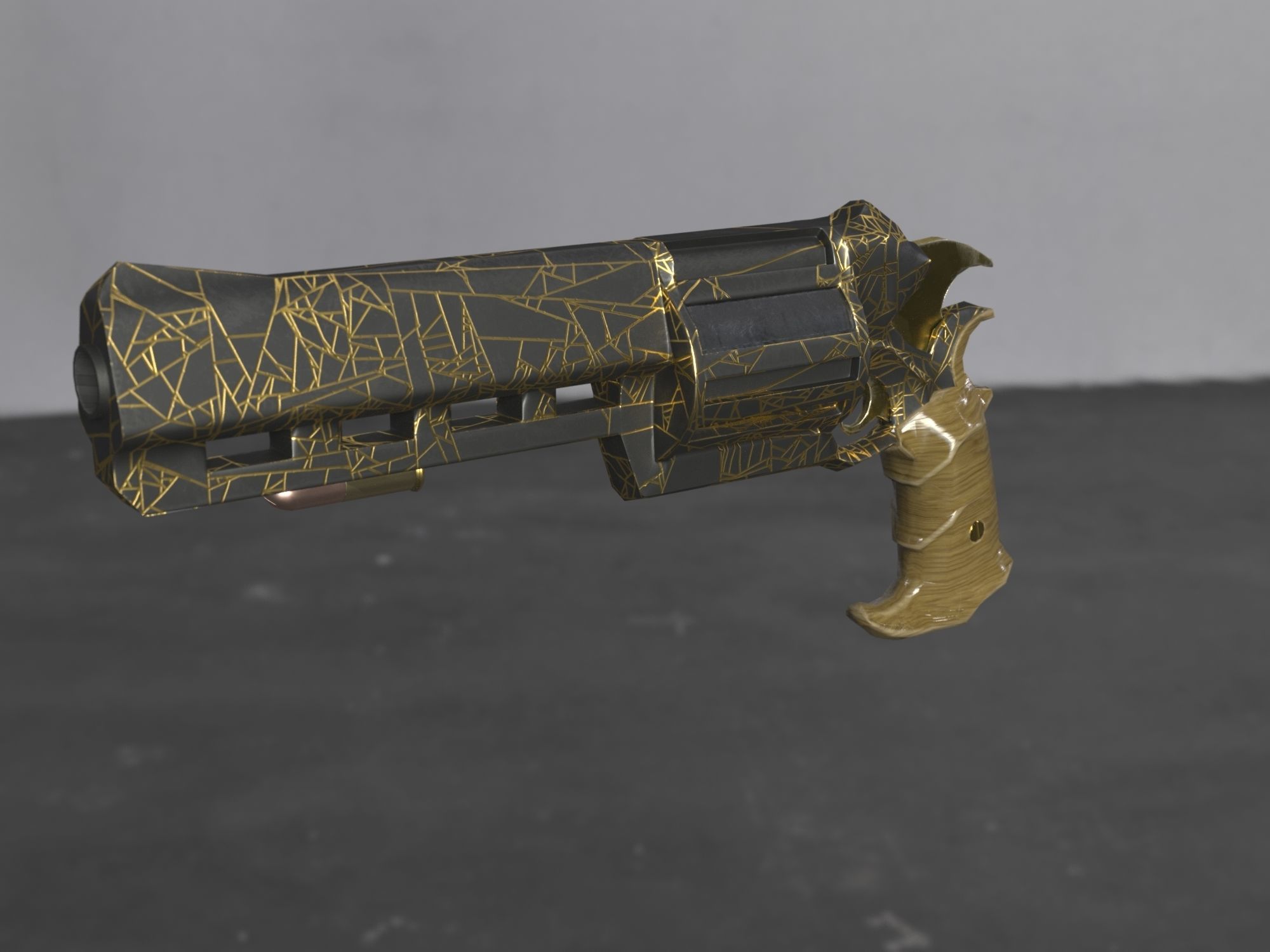 Skull Buster Revolver Handgun Low-poly 3D model_15