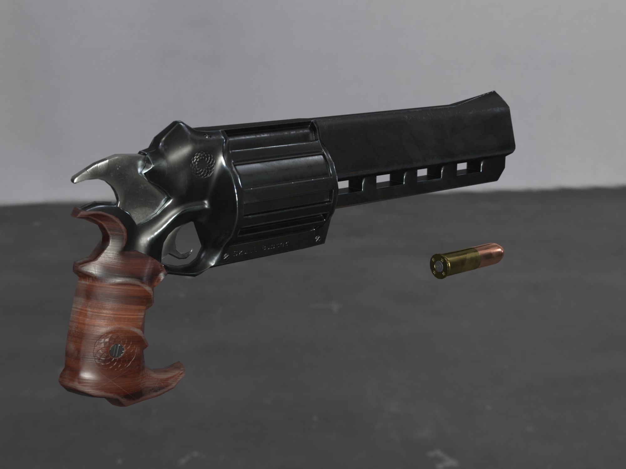 Skull Buster Revolver Handgun Low-poly 3D model_4