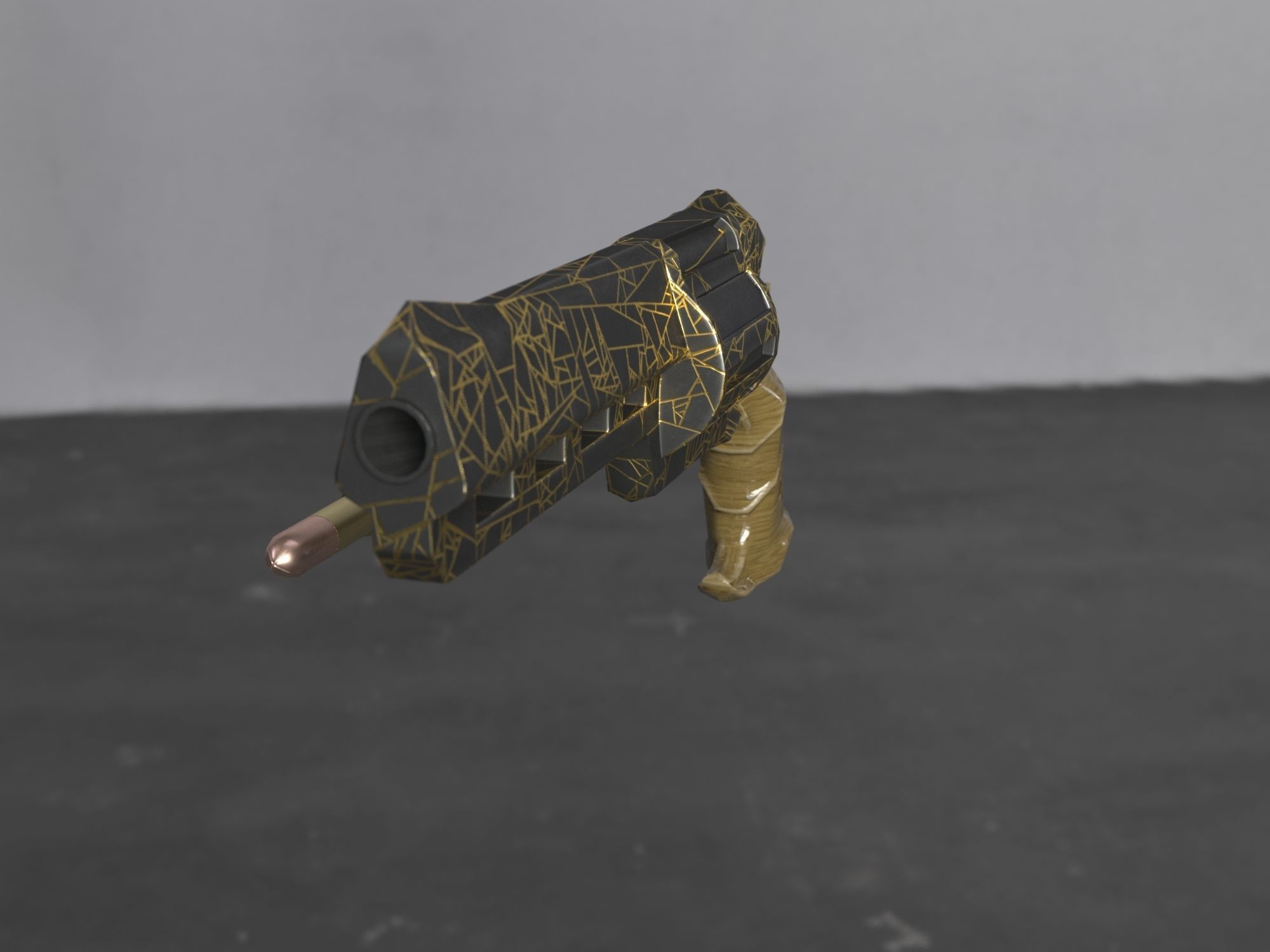 Skull Buster Revolver Handgun Low-poly 3D model_17