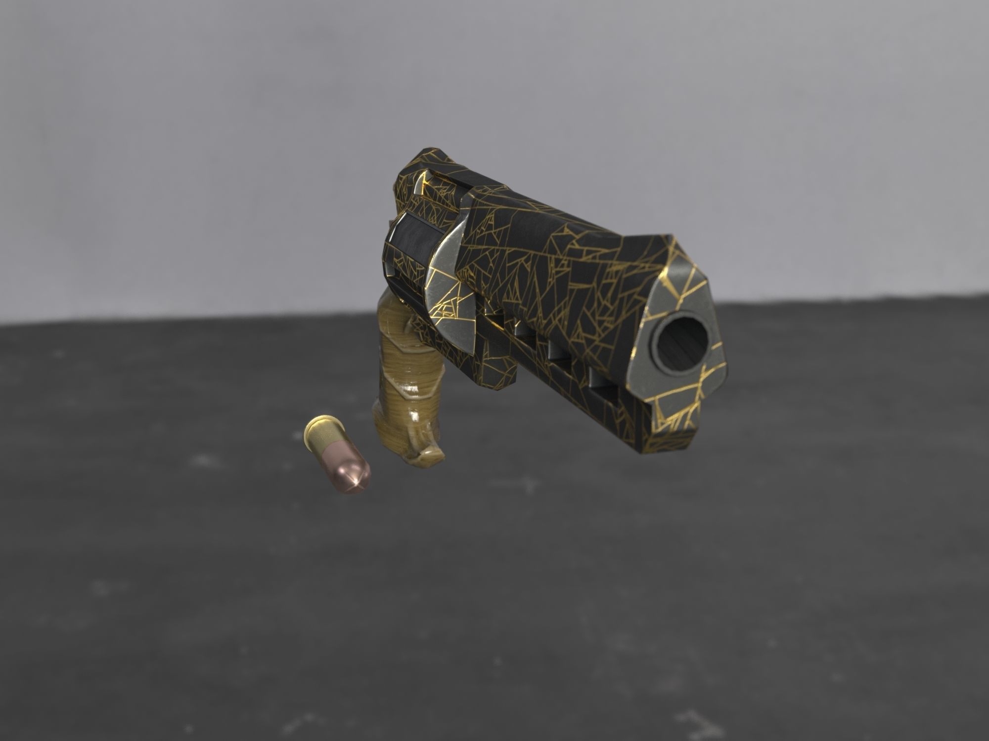 Skull Buster Revolver Handgun Low-poly 3D model_19