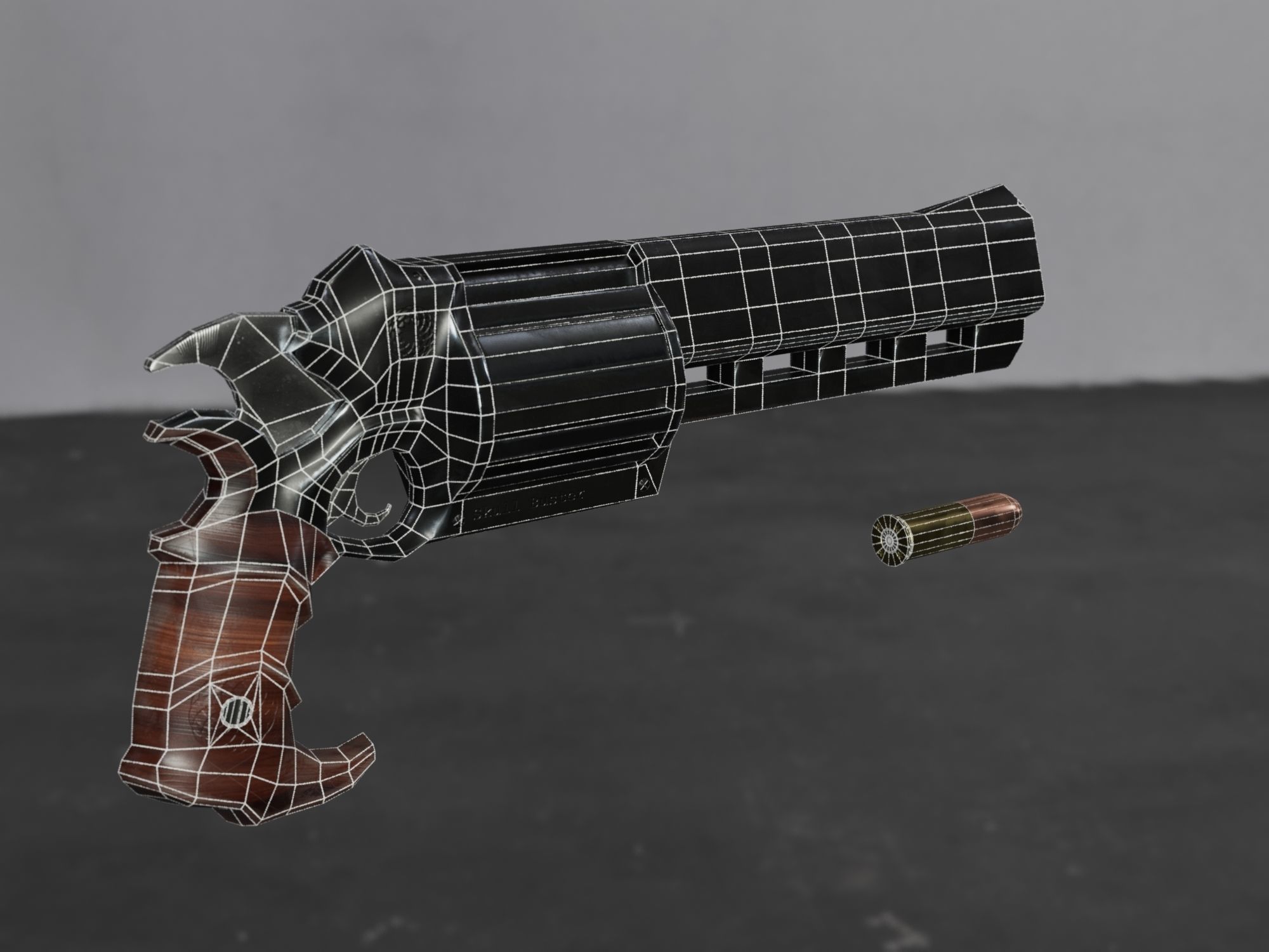Skull Buster Revolver Handgun Low-poly 3D model_25