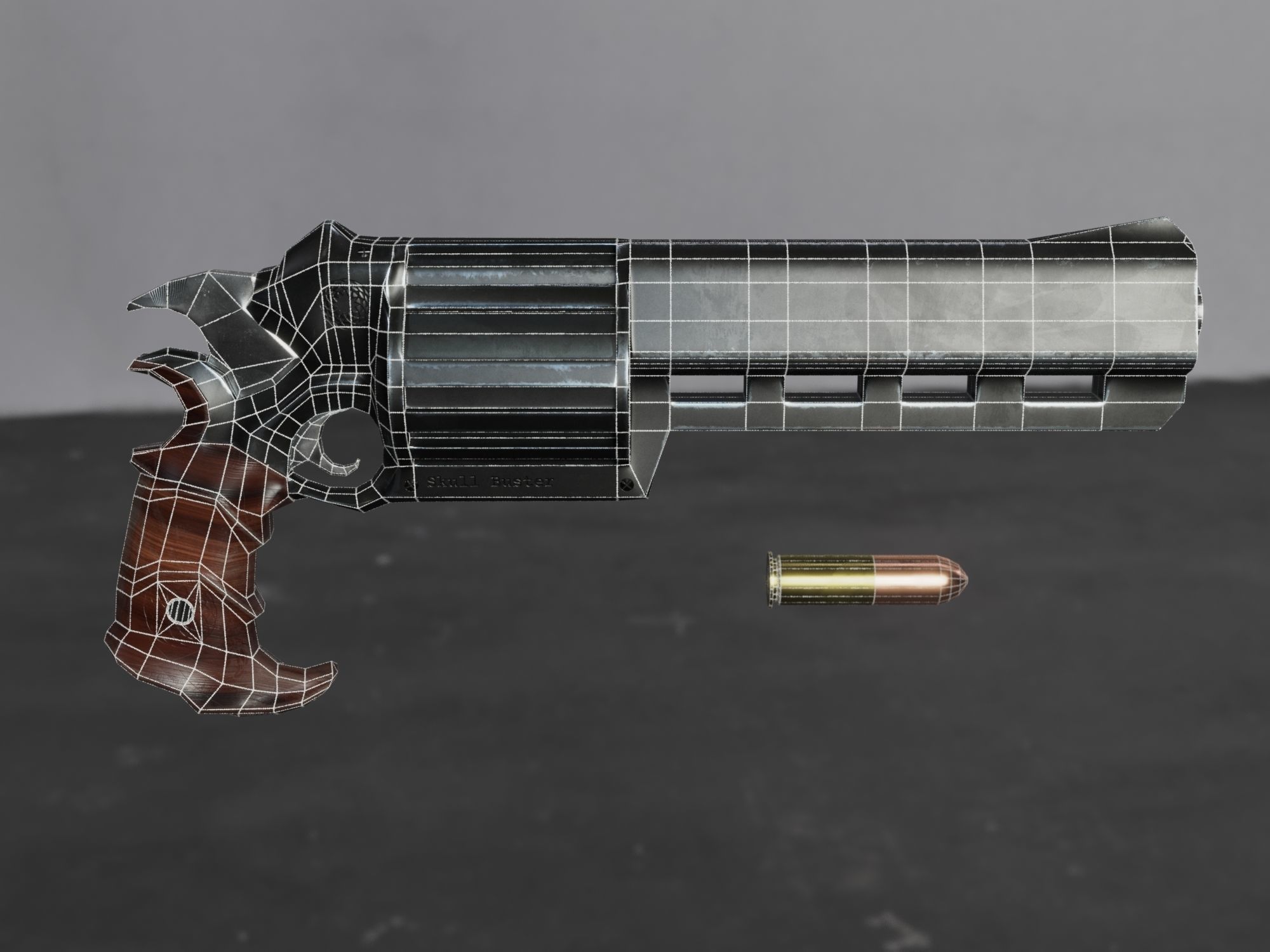 Skull Buster Revolver Handgun Low-poly 3D model_34