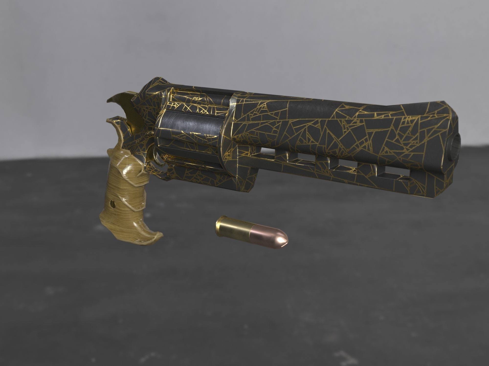 Skull Buster Revolver Handgun Low-poly 3D model_21