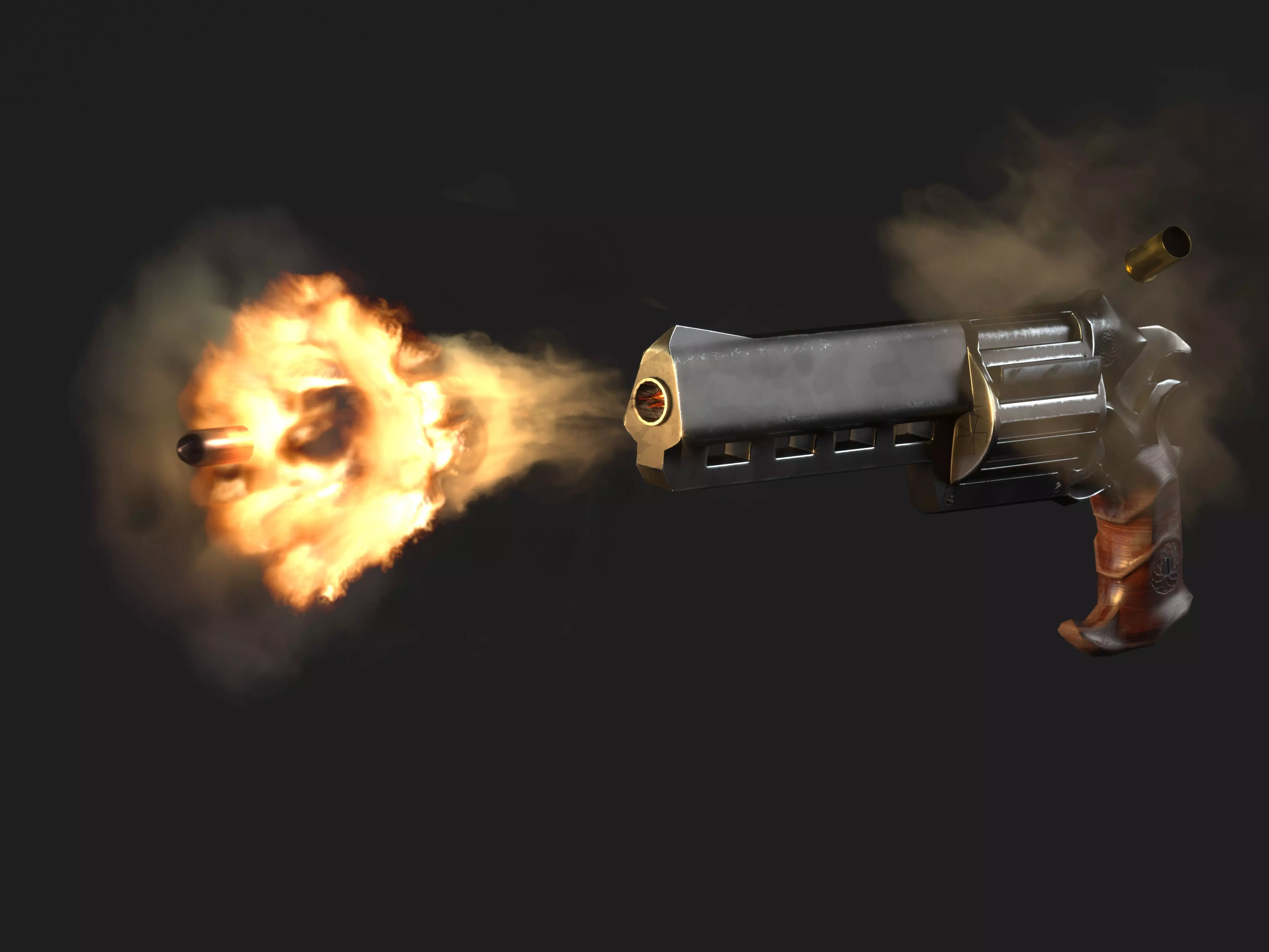 Skull Buster Revolver Handgun Low-poly 3D model_0