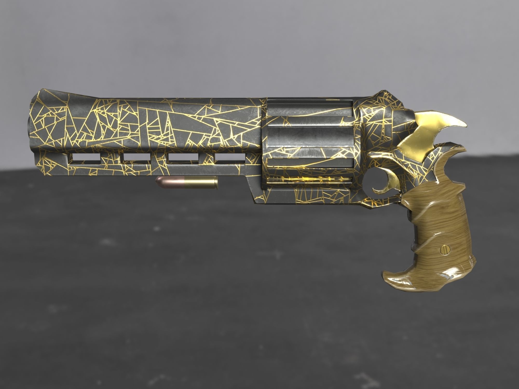 Skull Buster Revolver Handgun Low-poly 3D model_13
