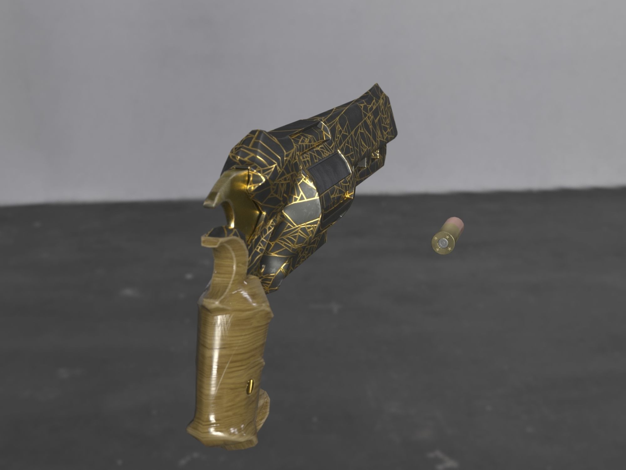Skull Buster Revolver Handgun Low-poly 3D model_7