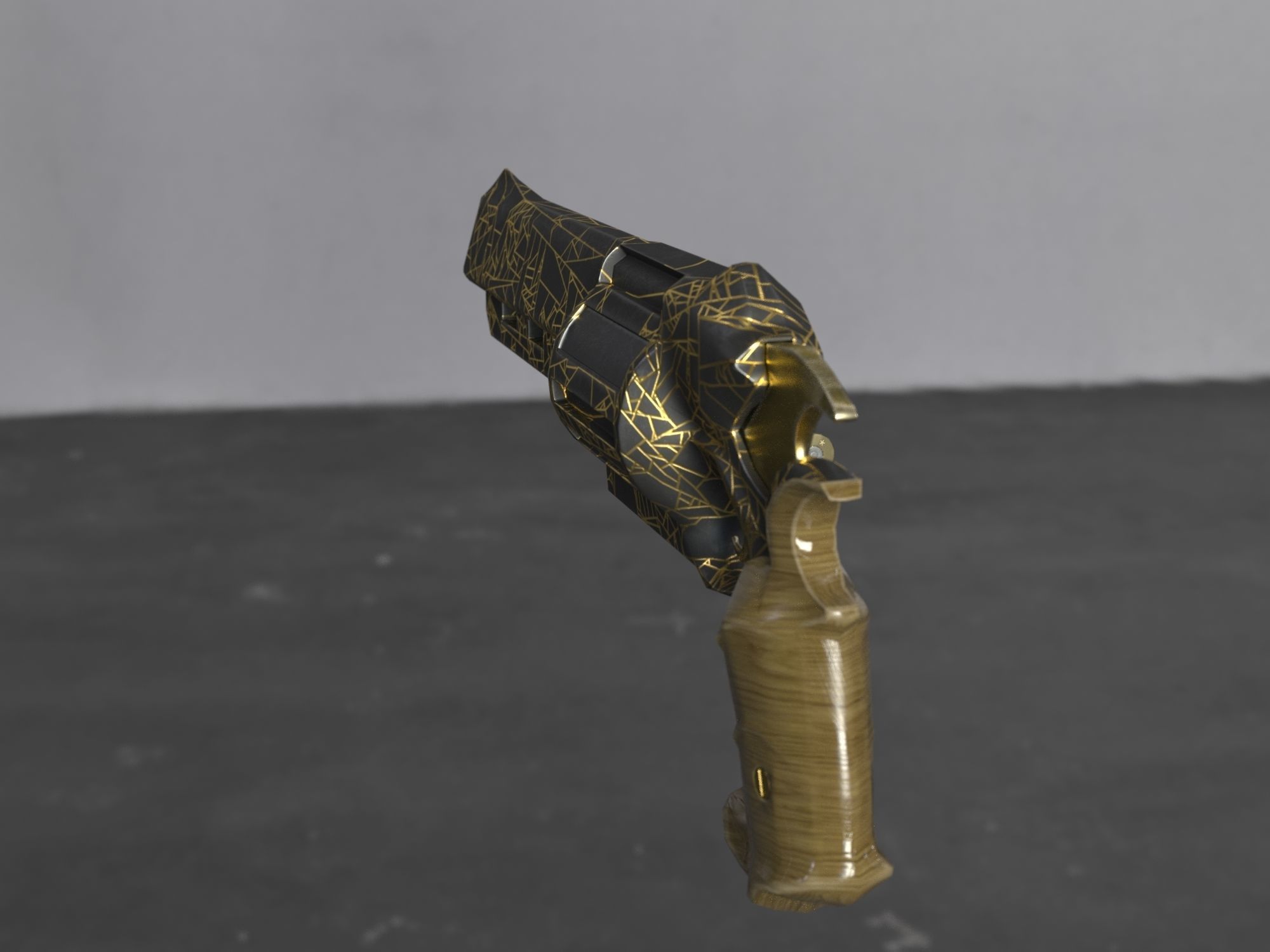 Skull Buster Revolver Handgun Low-poly 3D model_9