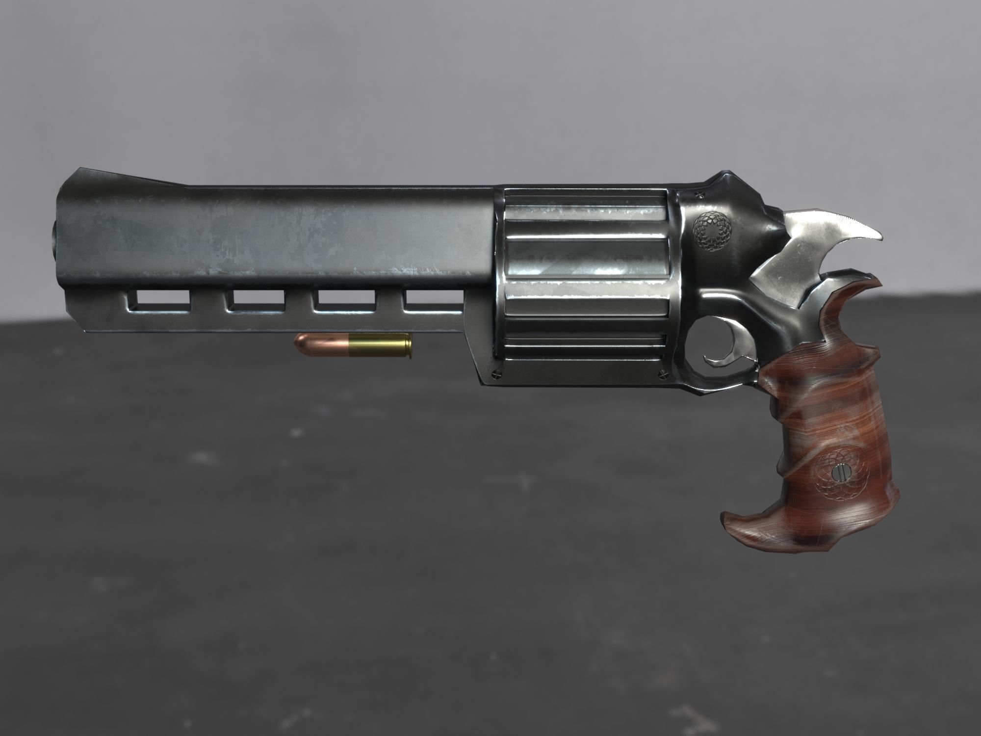 Skull Buster Revolver Handgun Low-poly 3D model_12