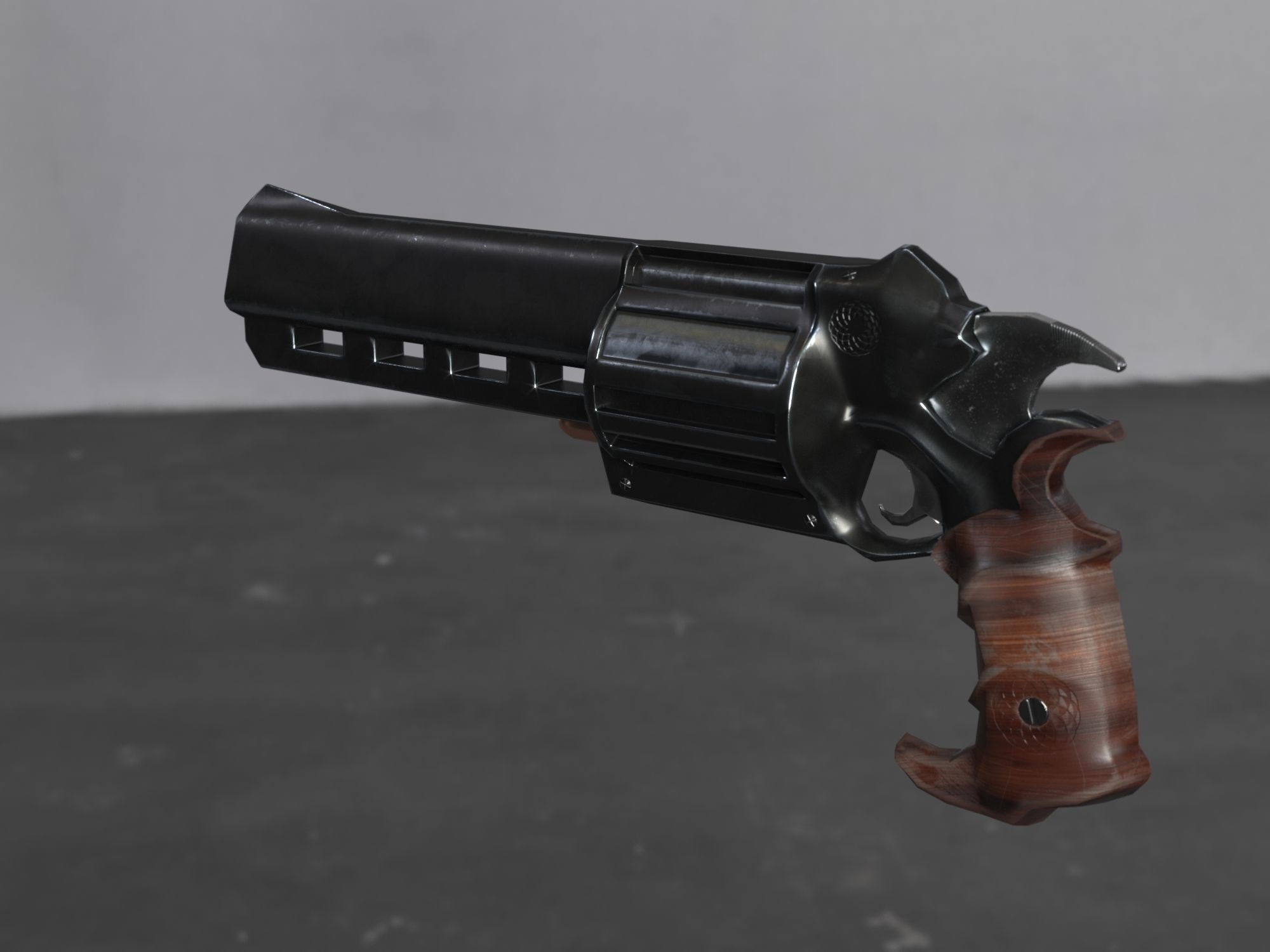Skull Buster Revolver Handgun Low-poly 3D model_10