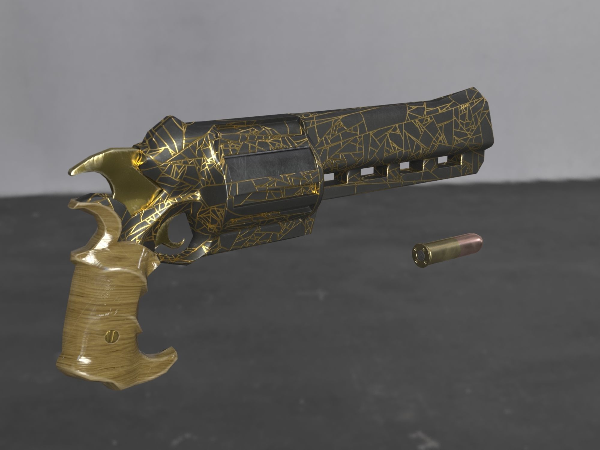 Skull Buster Revolver Handgun Low-poly 3D model_5