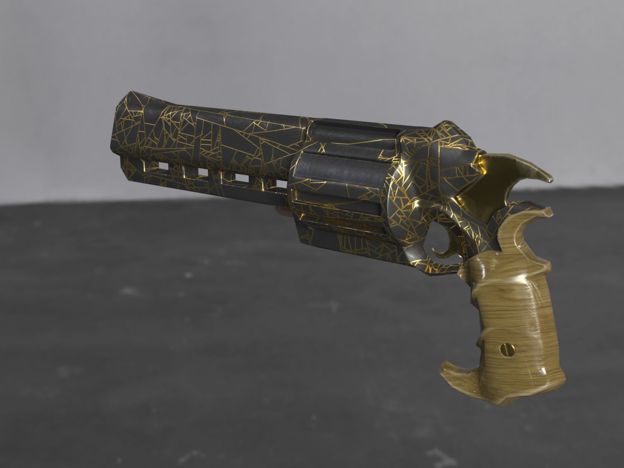 Skull Buster Revolver Handgun Low-poly 3D model_11
