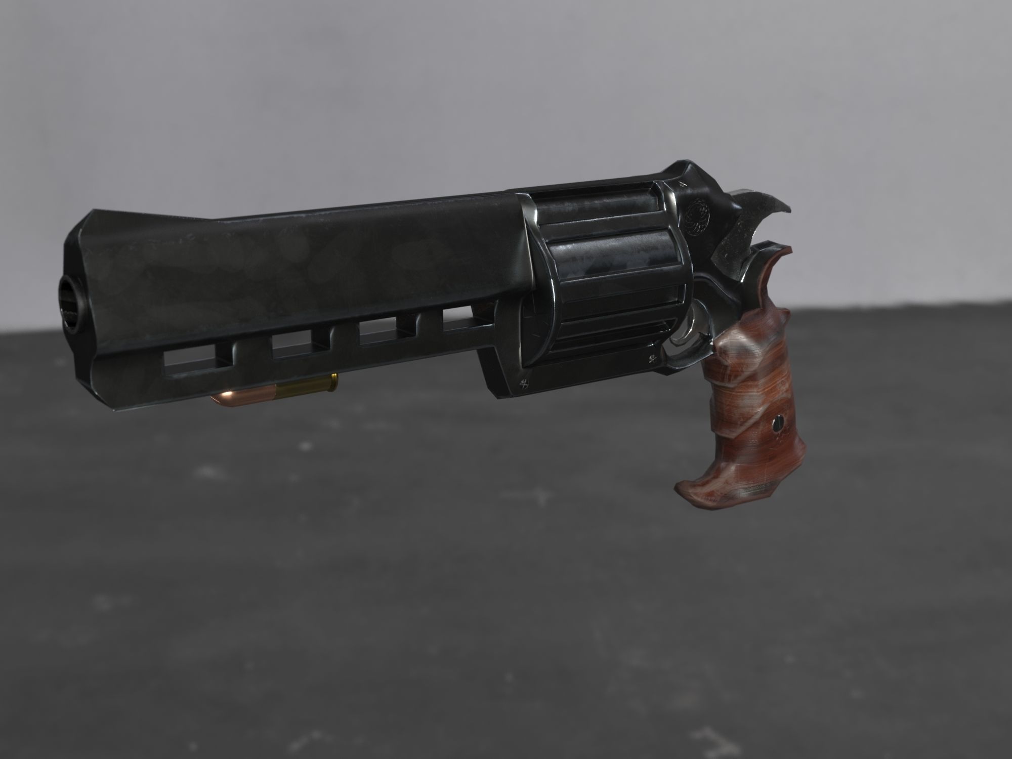 Skull Buster Revolver Handgun Low-poly 3D model_14