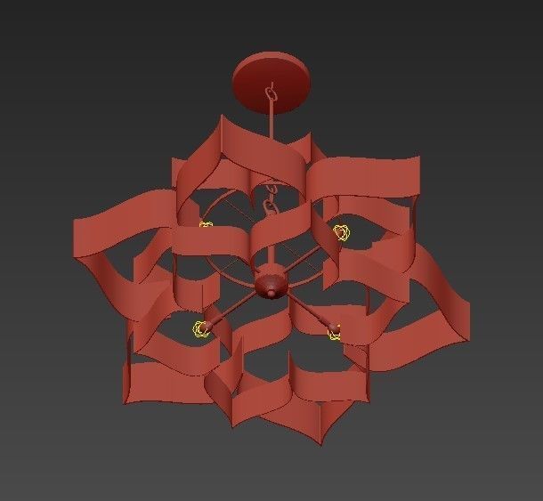 Grand Lotus Black Chandelier 3D model_2