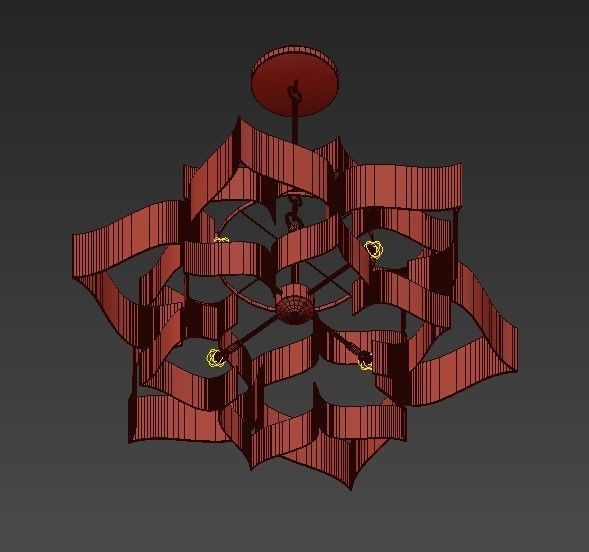 Grand Lotus Black Chandelier 3D model_3
