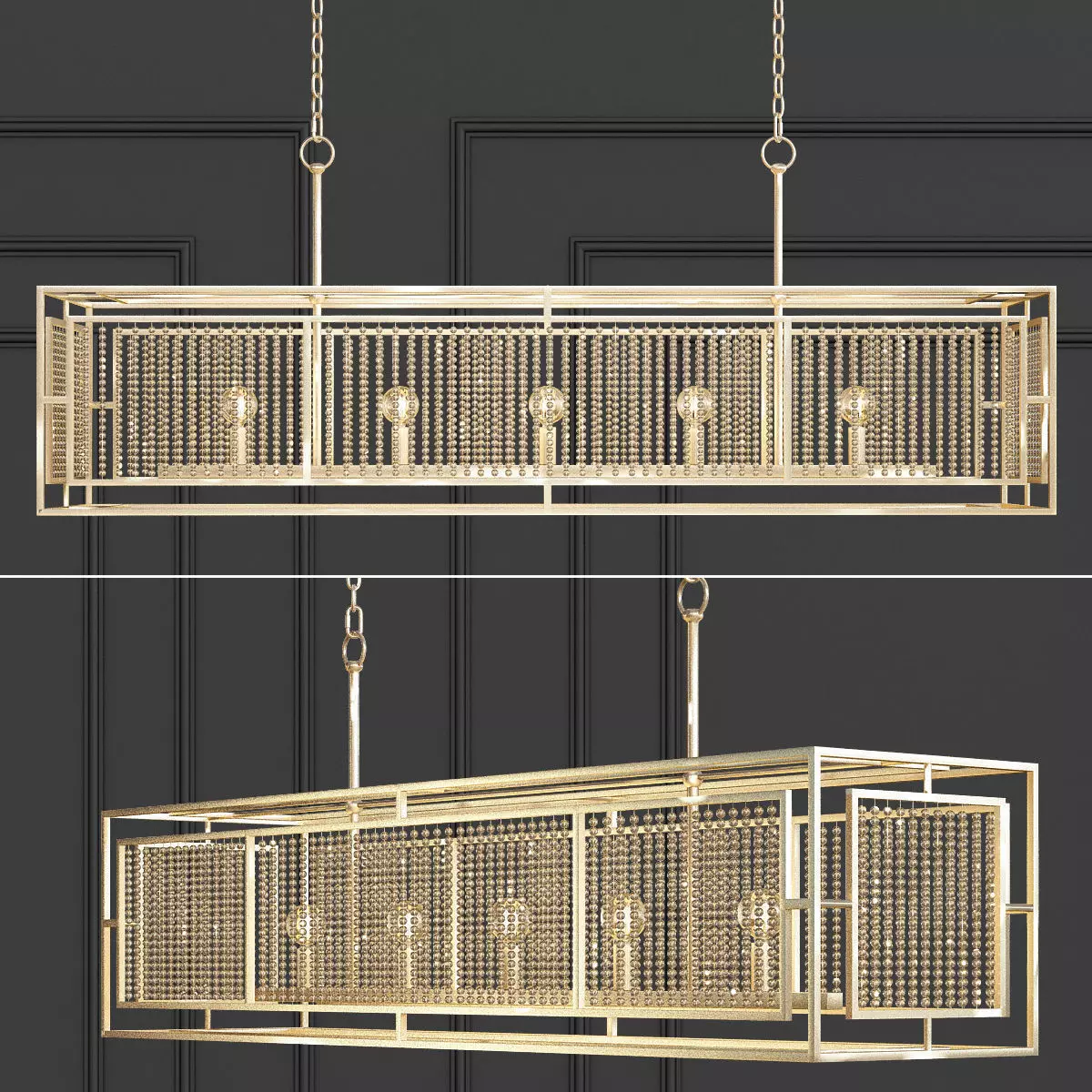 Adelle Rectangular Chandelier 3D model_0