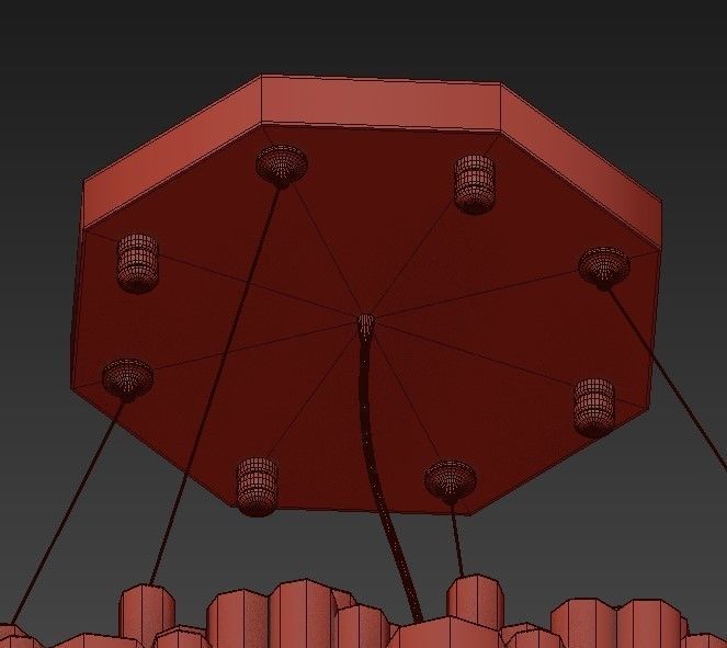 Luxurious Hotel Style Pendant Lamp  Golden Chandelier 3D model_7