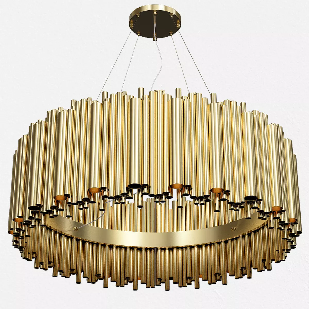 Luxurious Hotel Style Pendant Lamp  Golden Chandelier 3D model_0