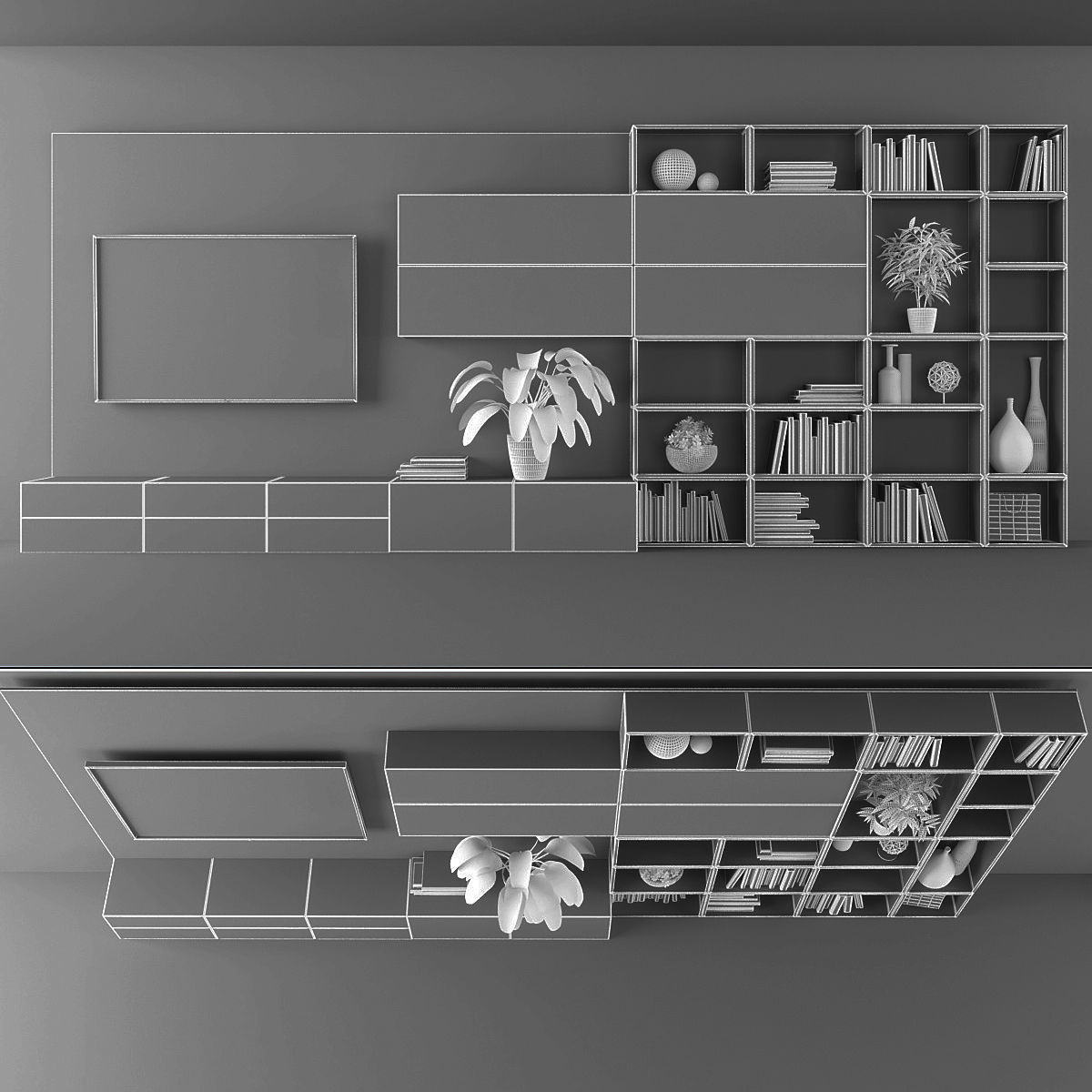 Tv stand 3D model Low-poly 3D model_1