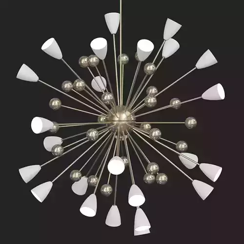 Frosted Amber Glass Shades and Brass Sputnik