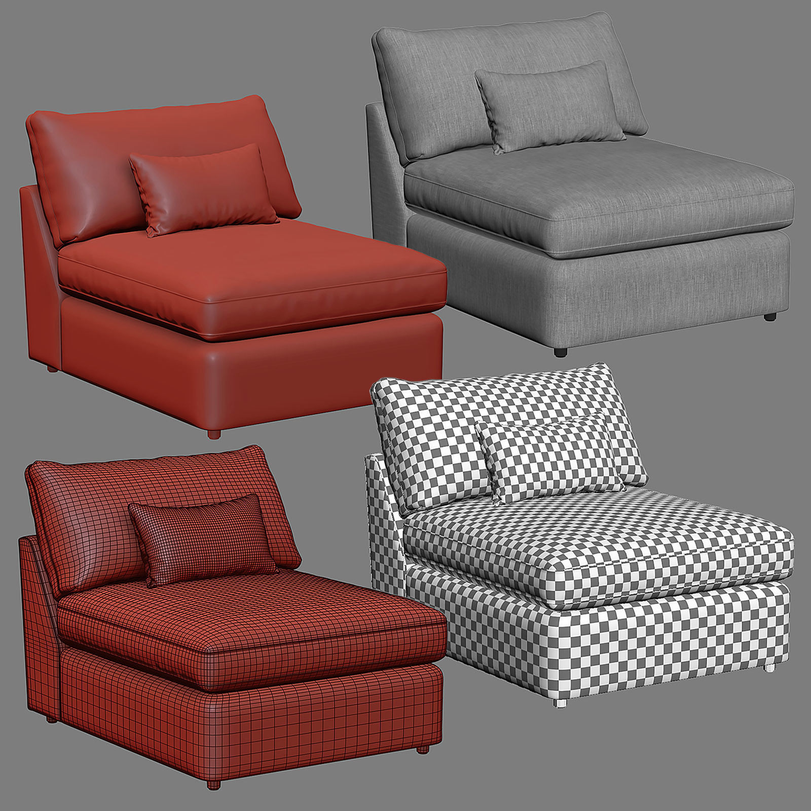 LOUNGE II PETITE Outdoor Upholstered Sofa Composition II 3D model_6