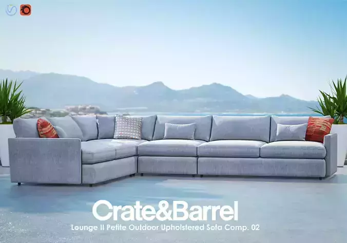 LOUNGE II PETITE Outdoor Upholstered Sofa Composition II 3D model