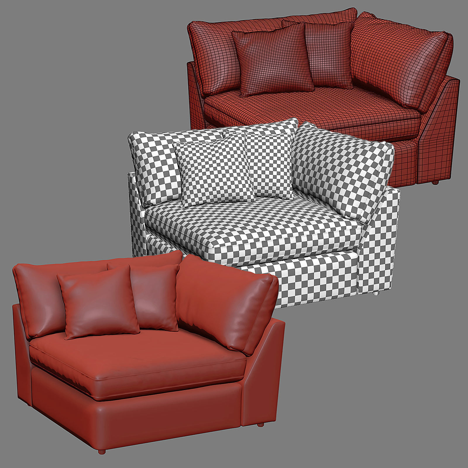 LOUNGE II PETITE Outdoor Upholstered Sofa Composition II 3D model_5
