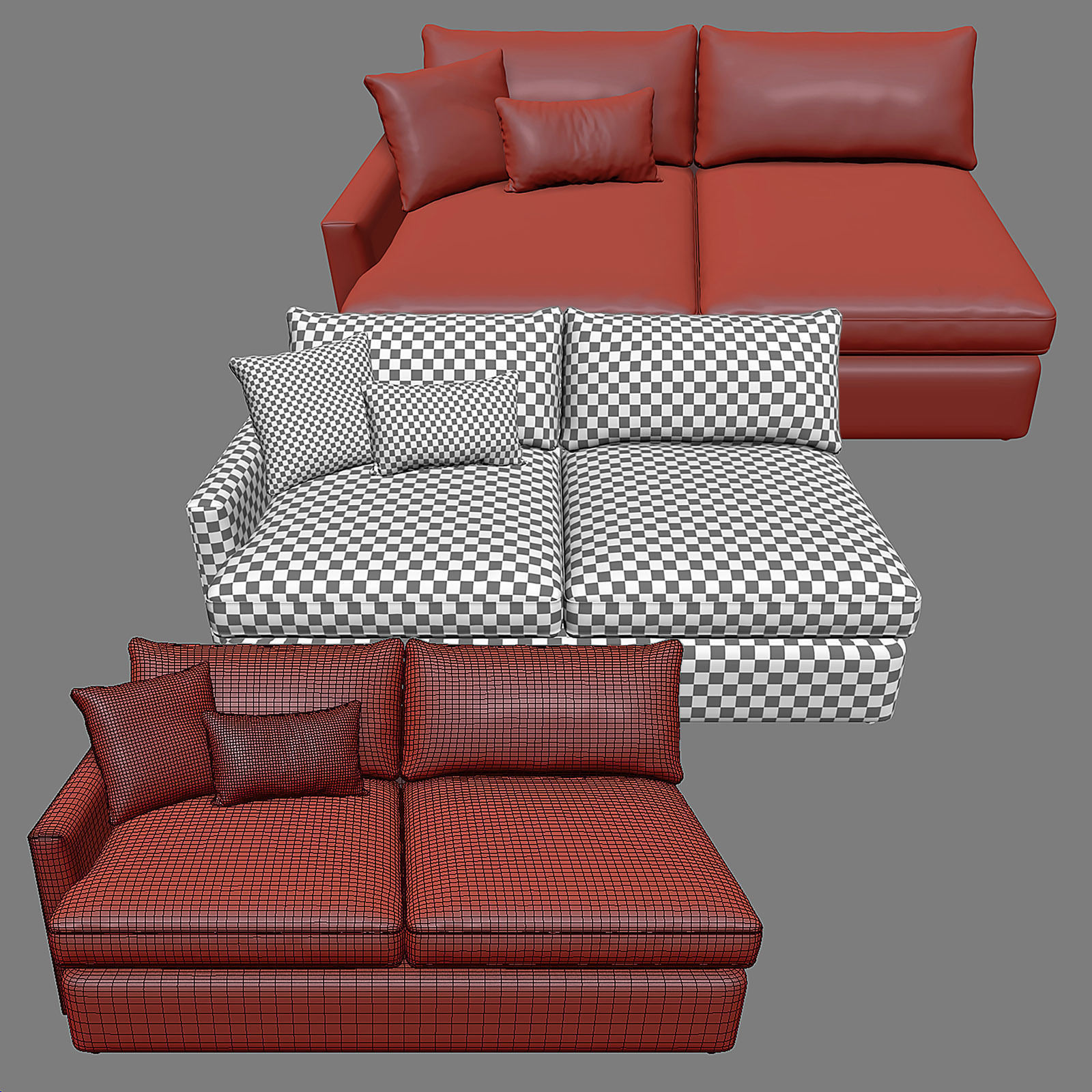 LOUNGE II PETITE Outdoor Upholstered Sofa Composition II 3D model_4