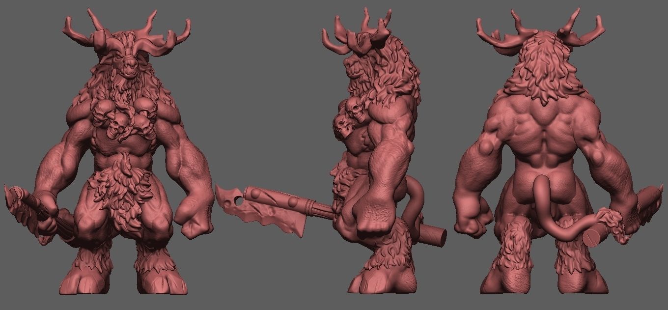 Baphomet statue of demon with antlers 3D print model_1
