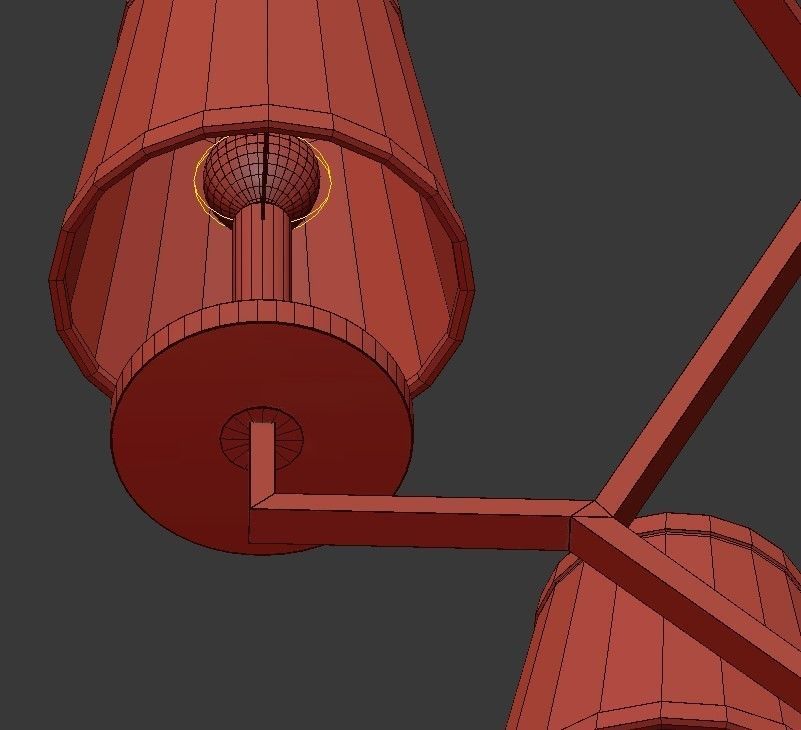 6 Light Washed Gold Chandelier 3D model_7