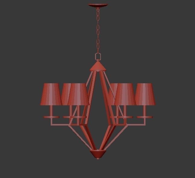 6 Light Washed Gold Chandelier 3D model_1