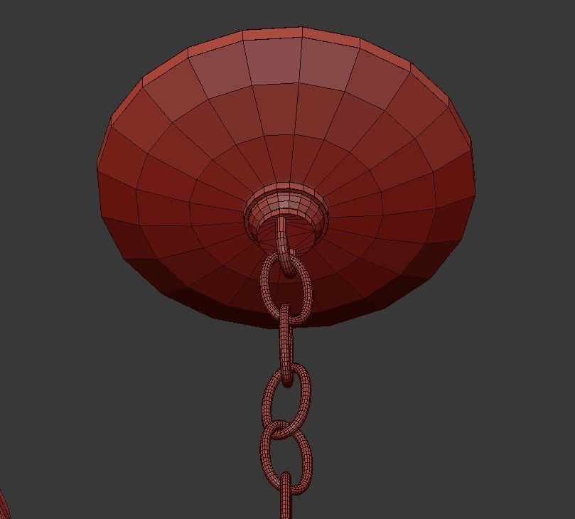 6 Light Washed Gold Chandelier 3D model_4