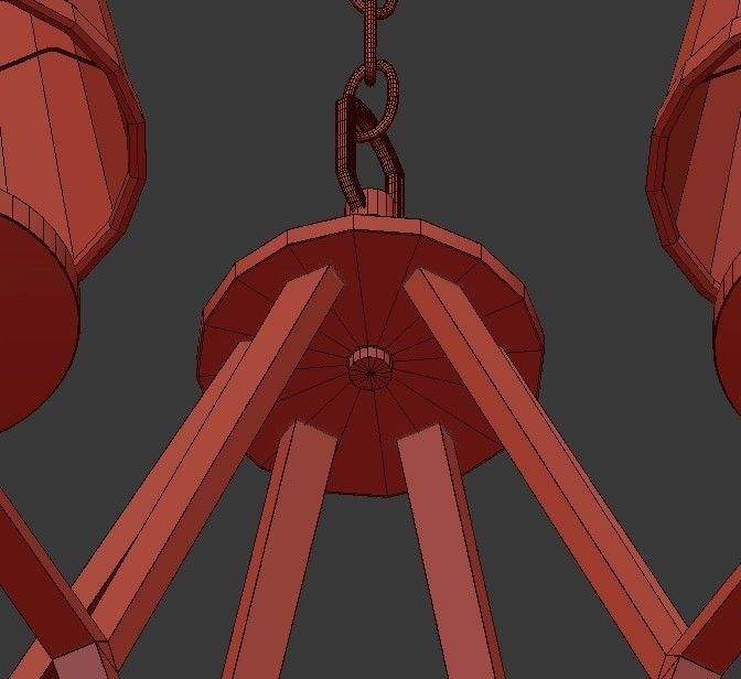 6 Light Washed Gold Chandelier 3D model_5