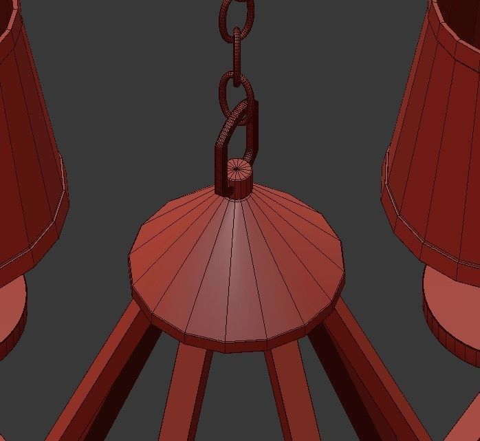 6 Light Washed Gold Chandelier 3D model_8