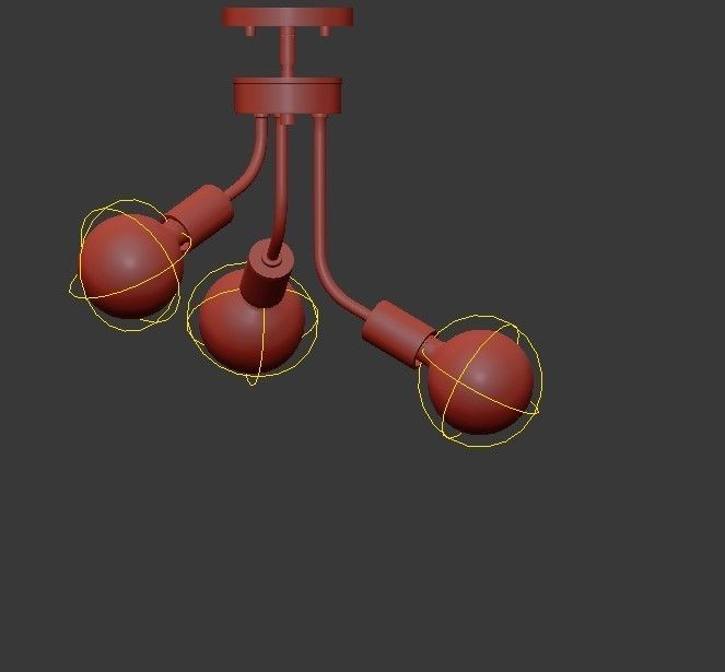 Zag 3 Light Antique Gold Leaf Chandelier 3D model_1