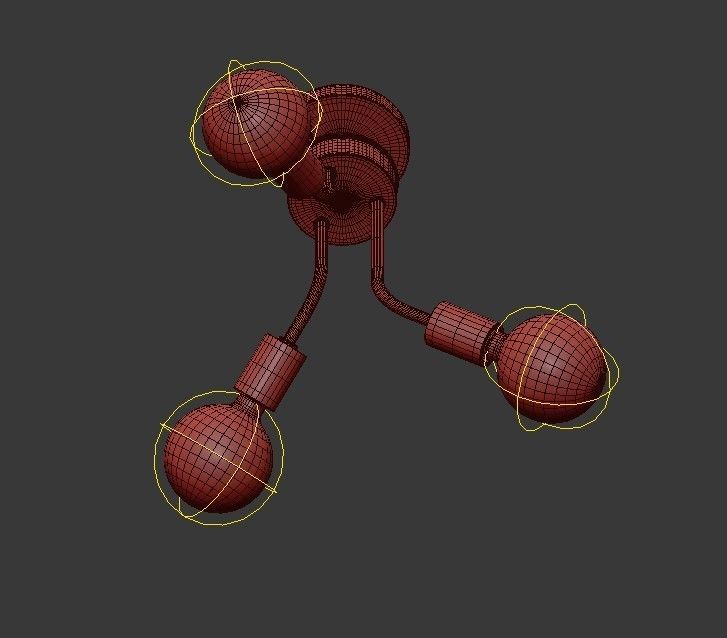 Zag 3 Light Antique Gold Leaf Chandelier 3D model_3