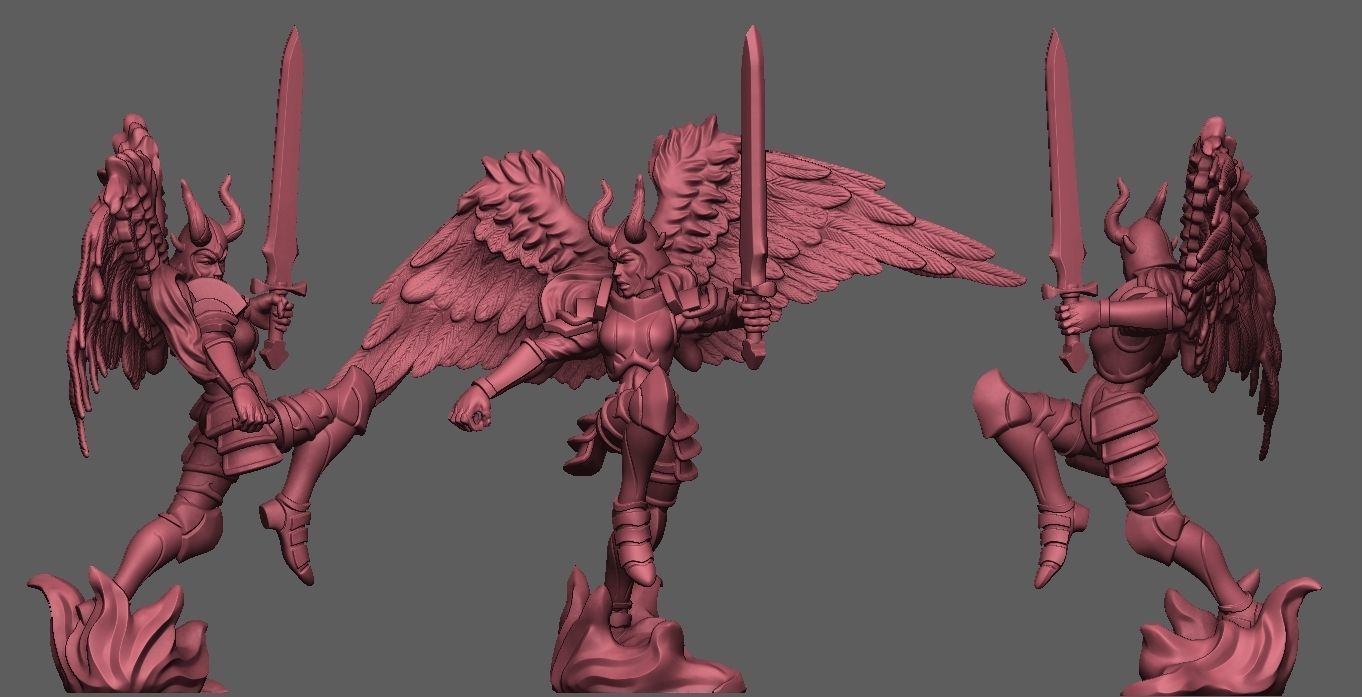 Erynies statue of angel holding sword 3D print model_1