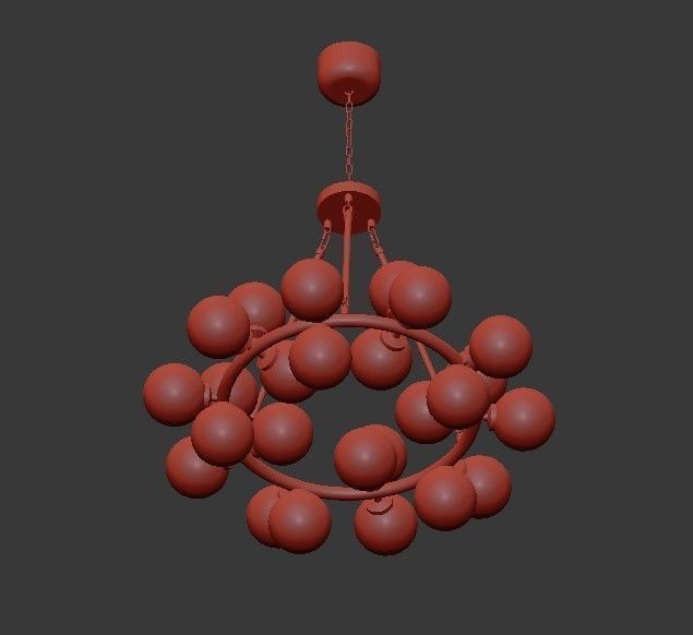 Arya 25 Light Satin Gold Chandelier 3D model_2