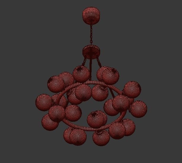 Arya 25 Light Satin Gold Chandelier 3D model_3