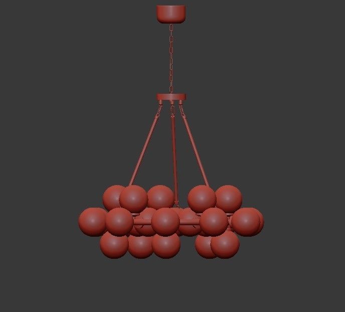 Arya 25 Light Satin Gold Chandelier 3D model_1