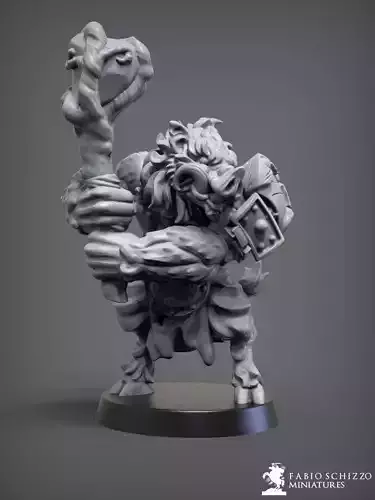 Wereboar statue of lion holding sword 3D print model