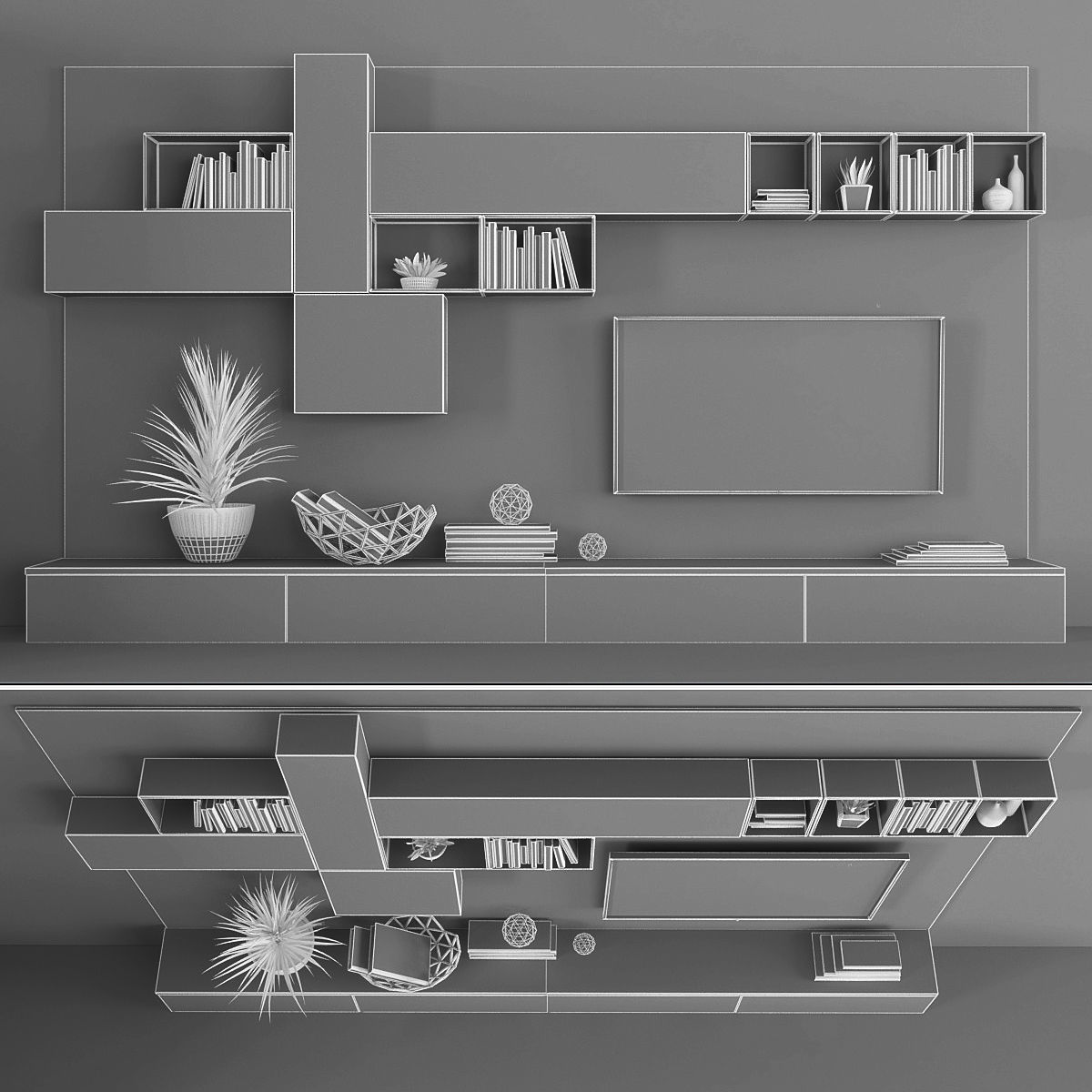 Tv stand  Low-poly 3D model_2