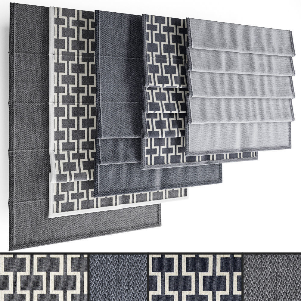 Roman blinds set 24 3D model_3