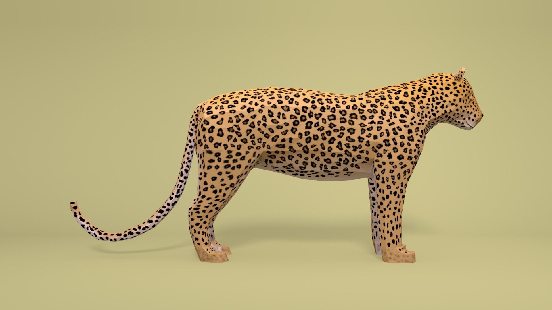 Low Poly Cartoon Leopard Low-poly 3D model_4
