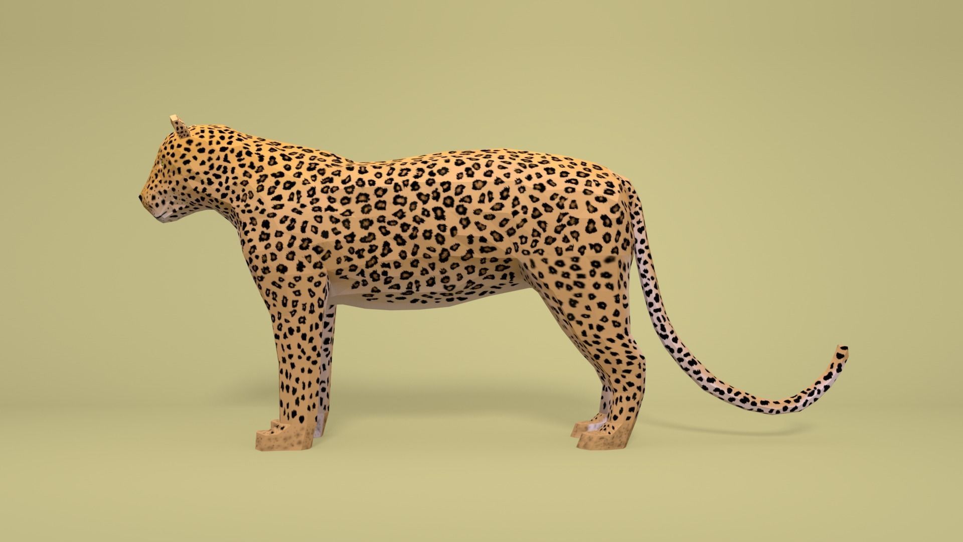 Low Poly Cartoon Leopard Low-poly 3D model_1