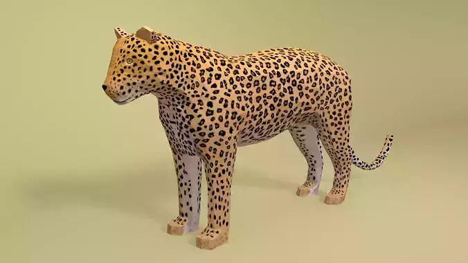 Low Poly Cartoon Leopard Low-poly 3D model