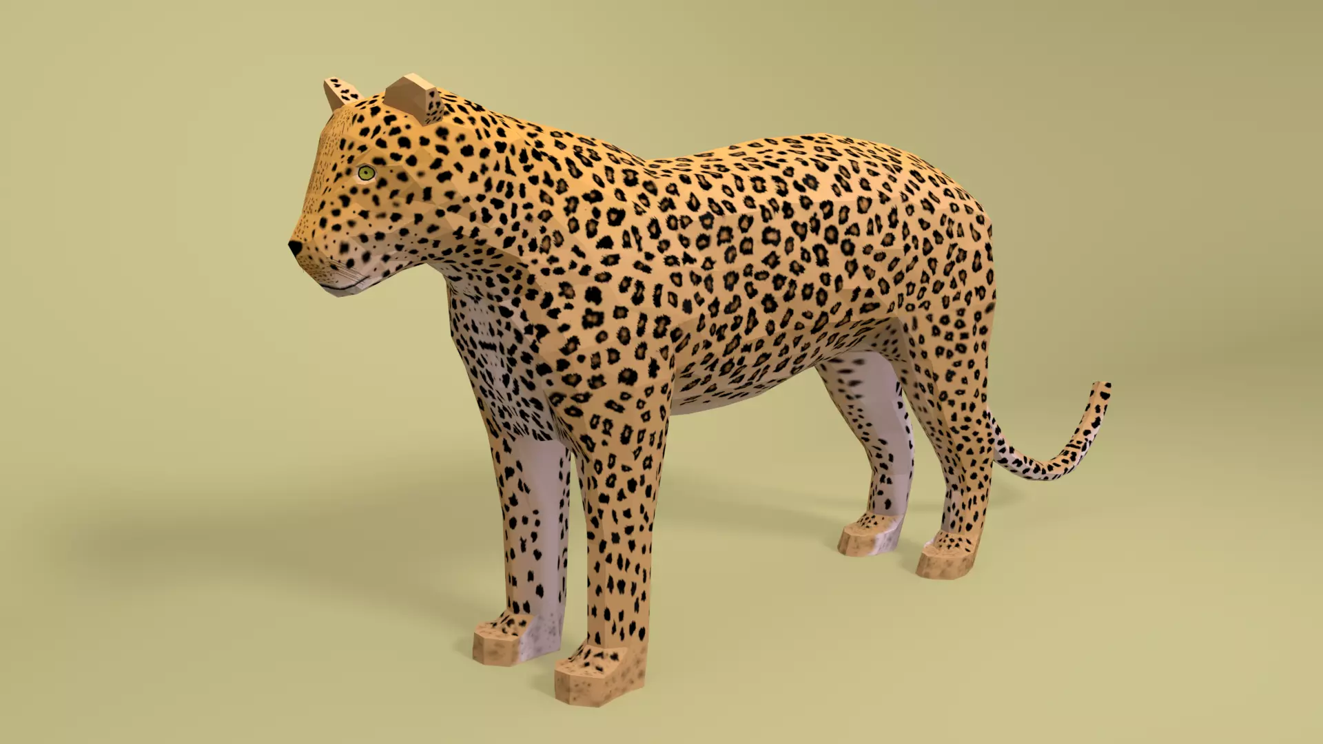 Low Poly Cartoon Leopard Low-poly 3D model_0