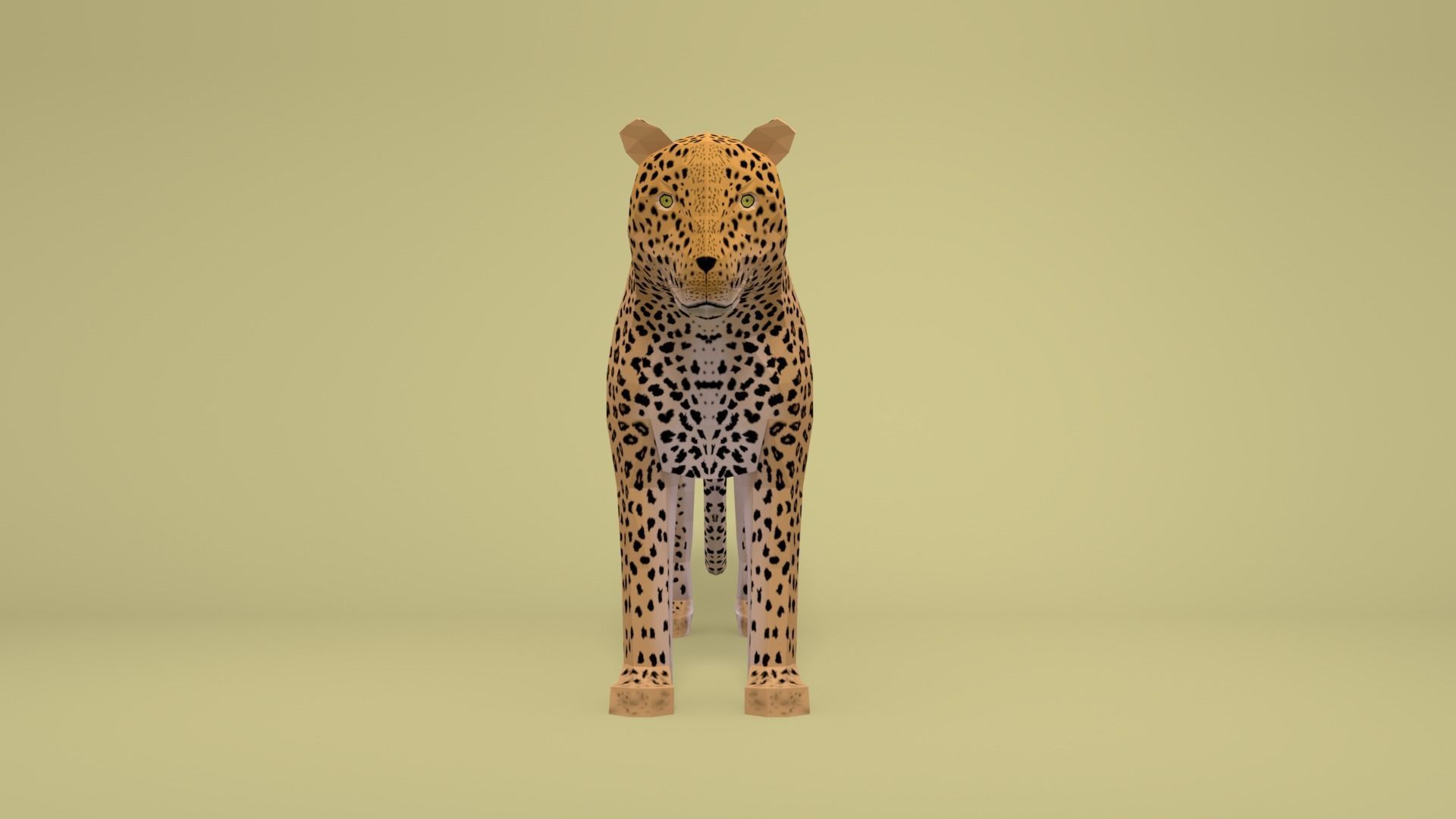 Low Poly Cartoon Leopard Low-poly 3D model_2