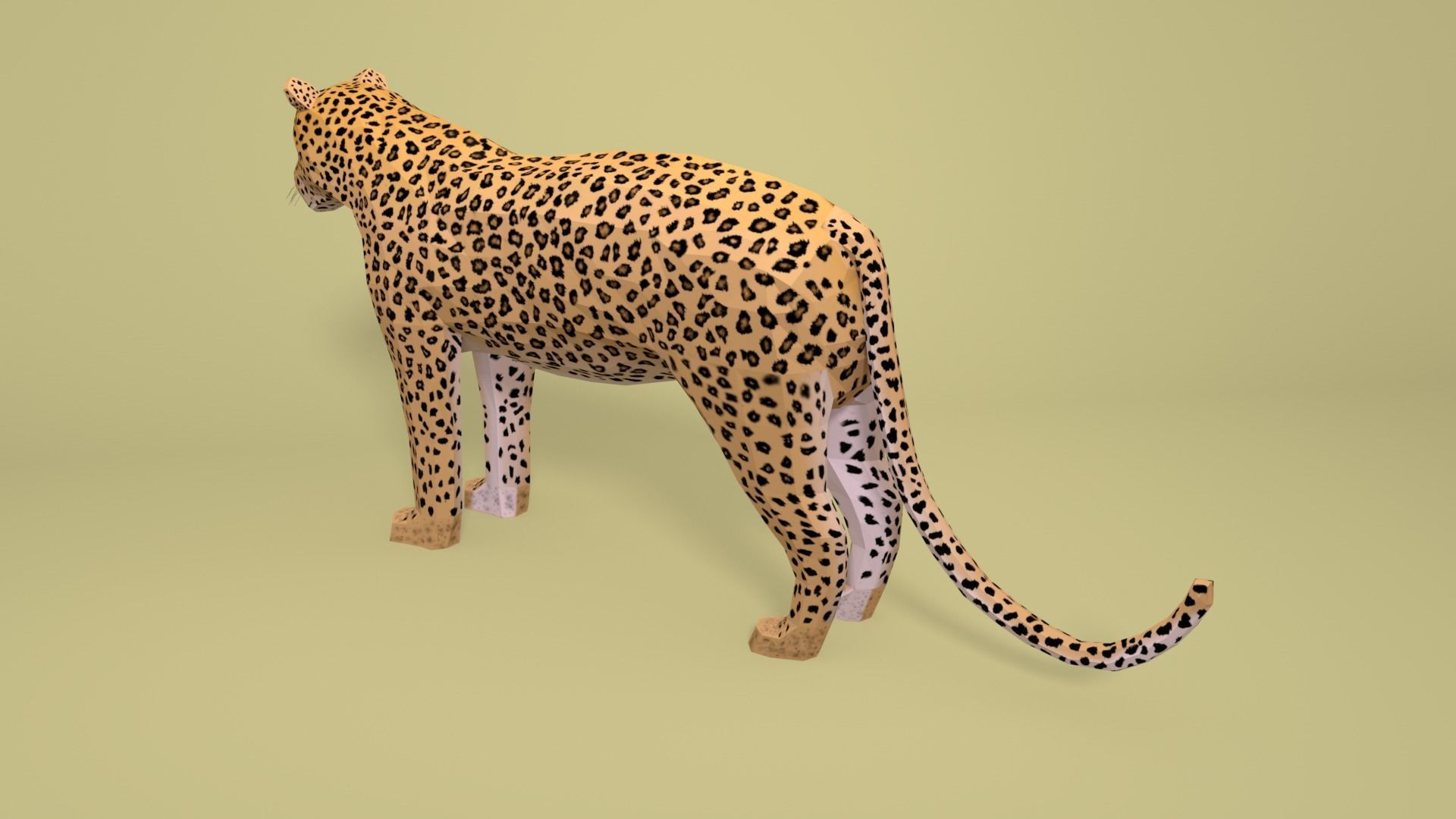 Low Poly Cartoon Leopard Low-poly 3D model_7