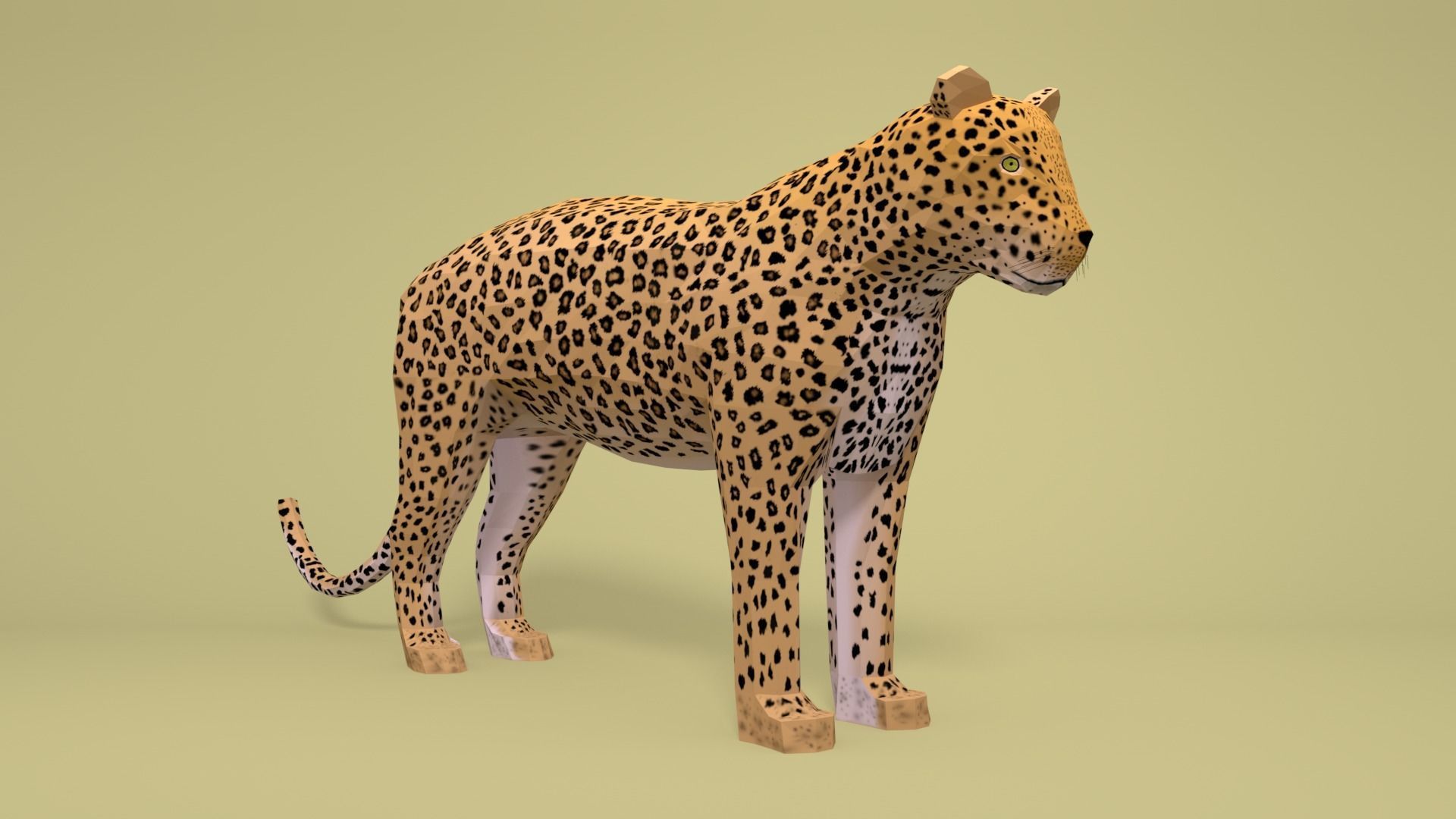 Low Poly Cartoon Leopard Low-poly 3D model_3