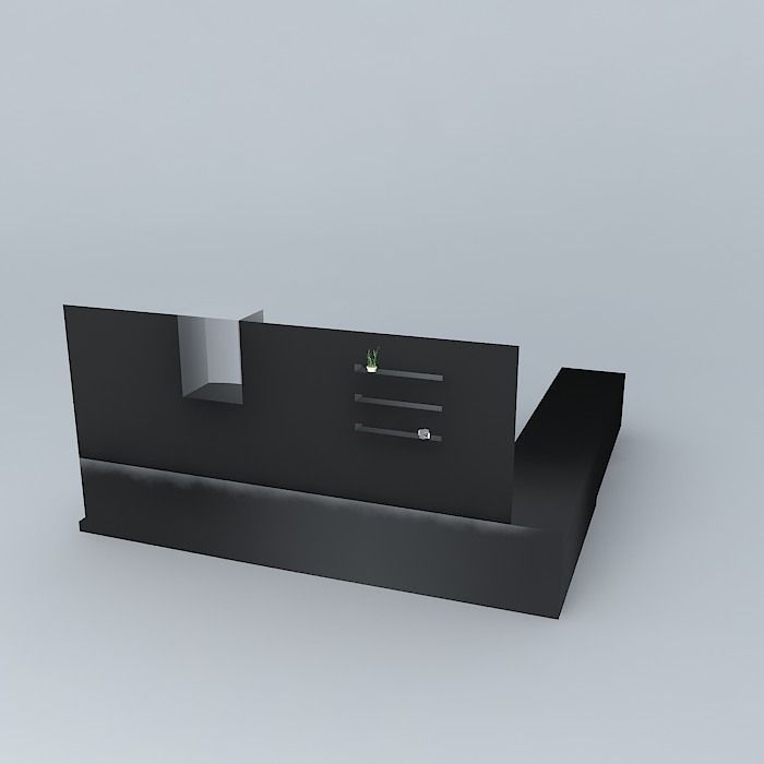 L shape kitchen Free 3D model_1